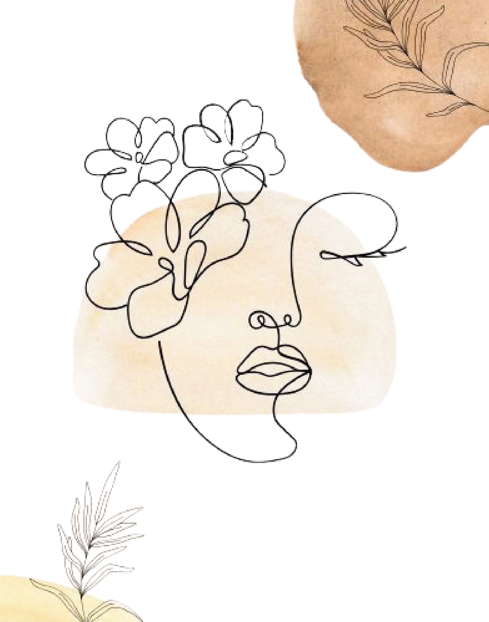 Boho Women Face Illustration Wall Art Set of 3 – Printable Digital Download