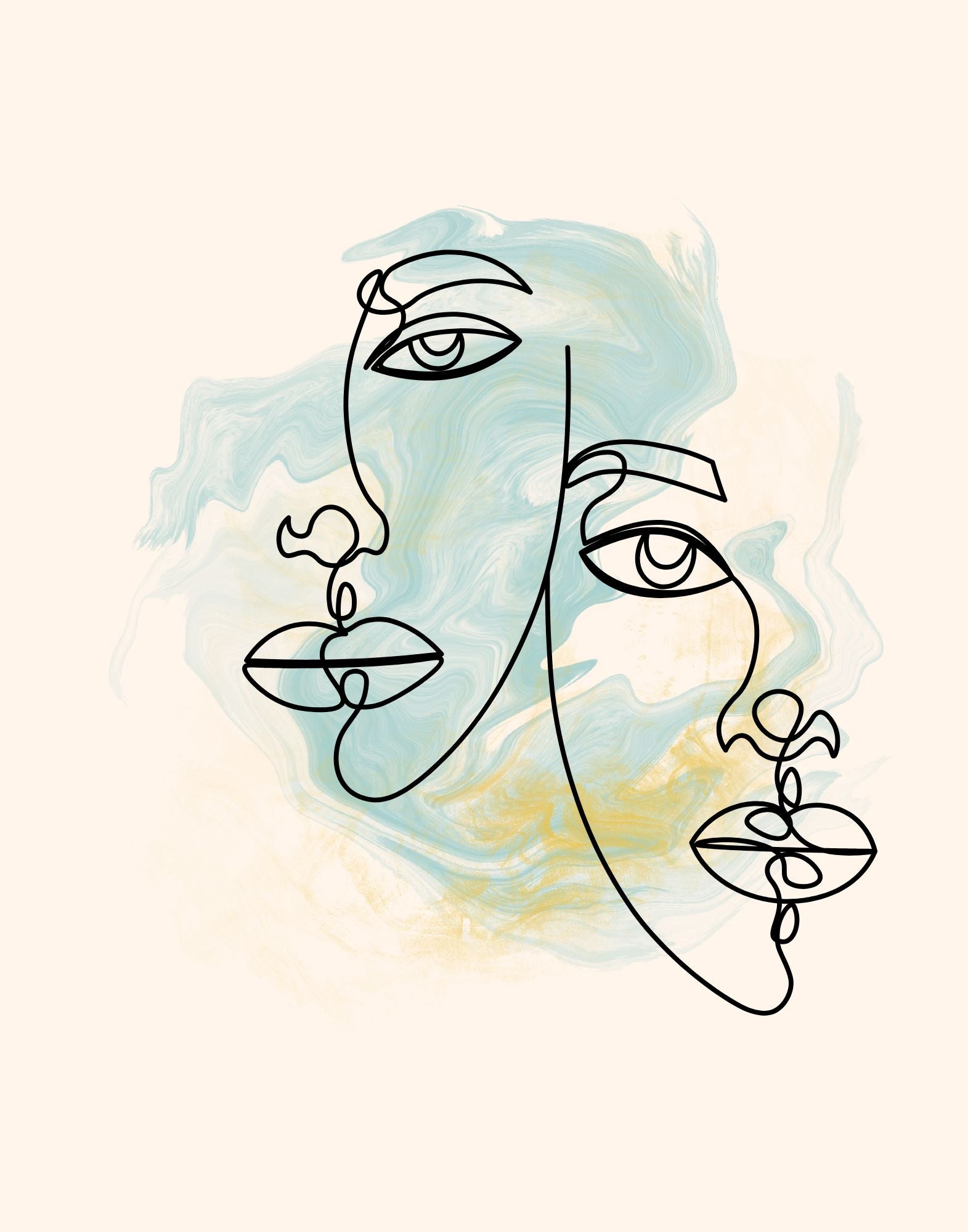 Boho Women Face Illustration Wall Art Set of 3 – Printable Digital Download
