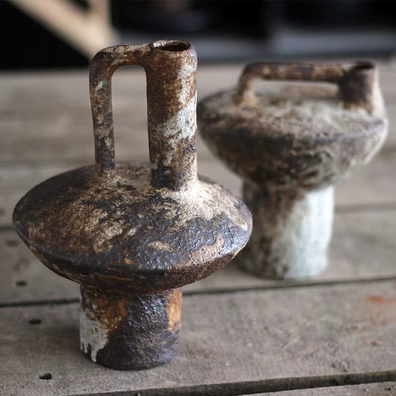 Ceramic Wabi-Sabi Vase – Handmade Rough Pottery Décor