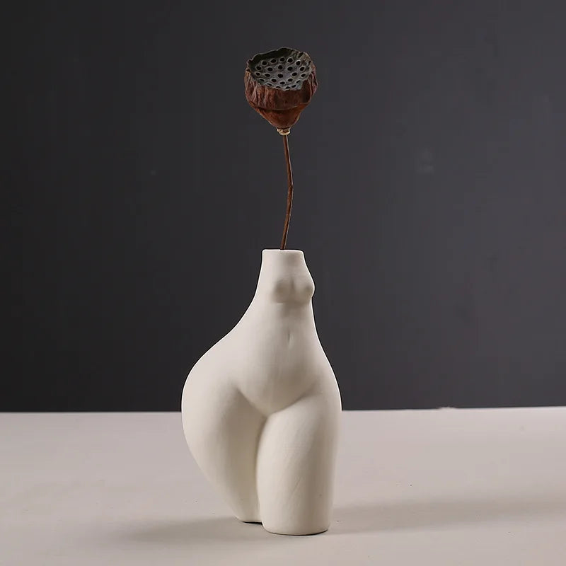 Ceramic Vase Human Body Sculpture White Porcelain