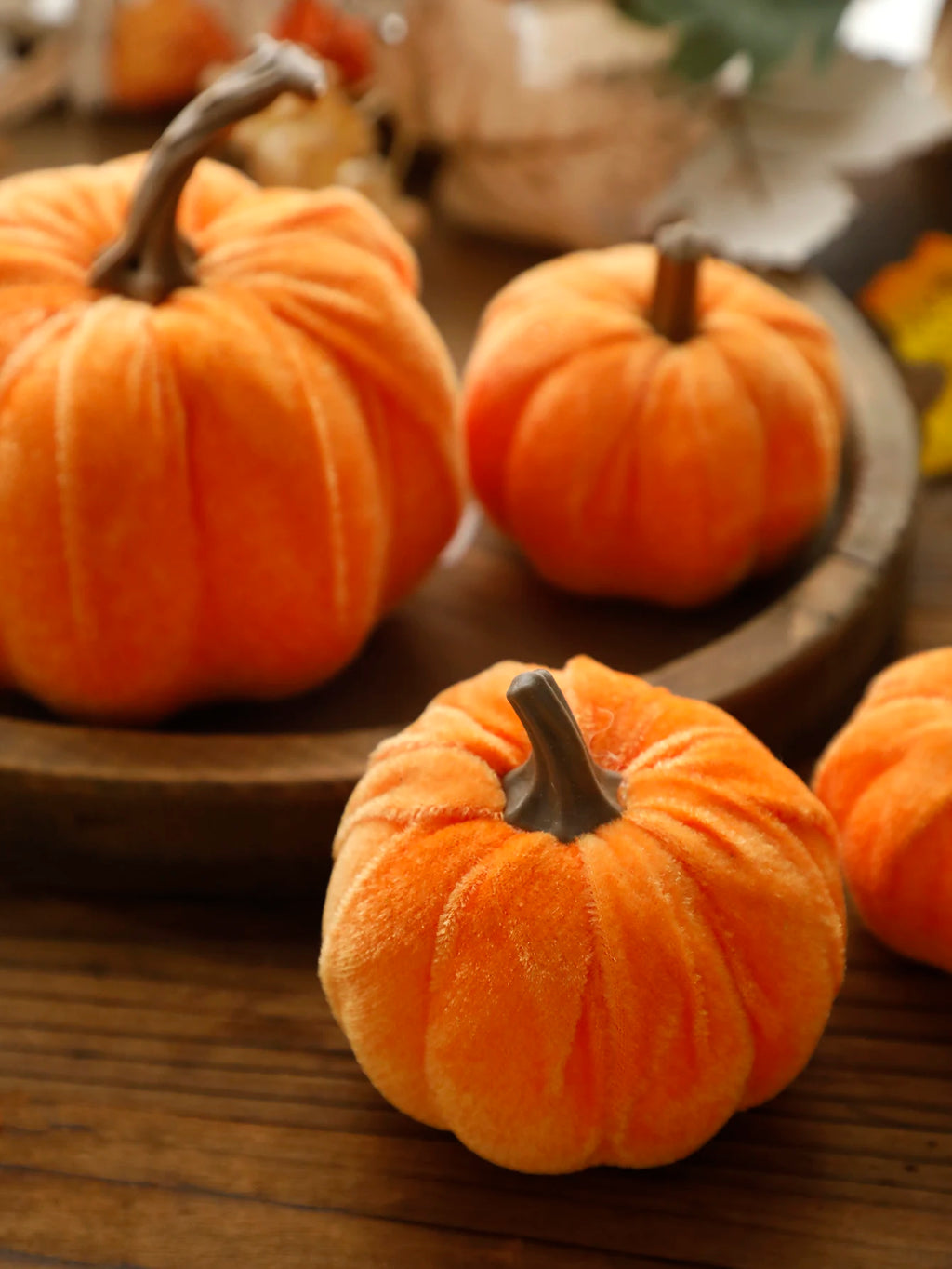 1Pc Velvet Artificial Pumpkins Decoration for Fall Halloween Thanksgiving Autumn Harvest and Home Decorations