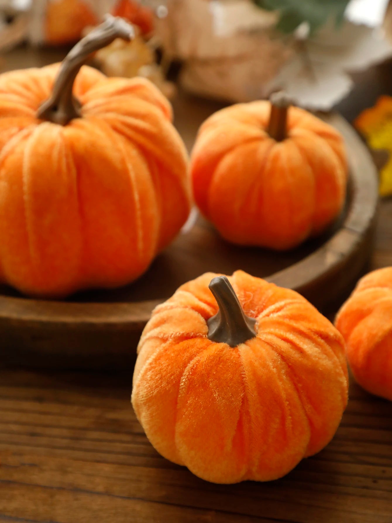 1Pc Velvet Artificial Pumpkins Decoration for Fall Halloween Thanksgiving Autumn Harvest and Home Decorations
