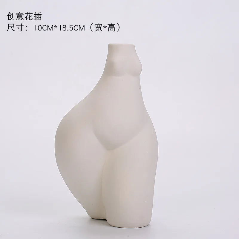 Ceramic Vase Human Body Sculpture White Porcelain