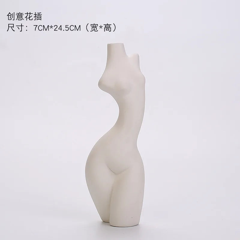 Ceramic Vase Human Body Sculpture White Porcelain