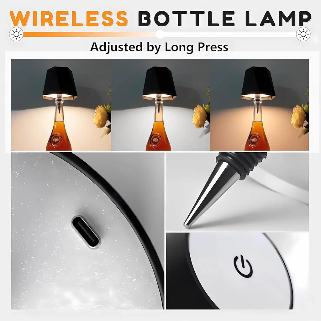 Wireless Bottle Table Lamp – Touch Control Dimmable Light