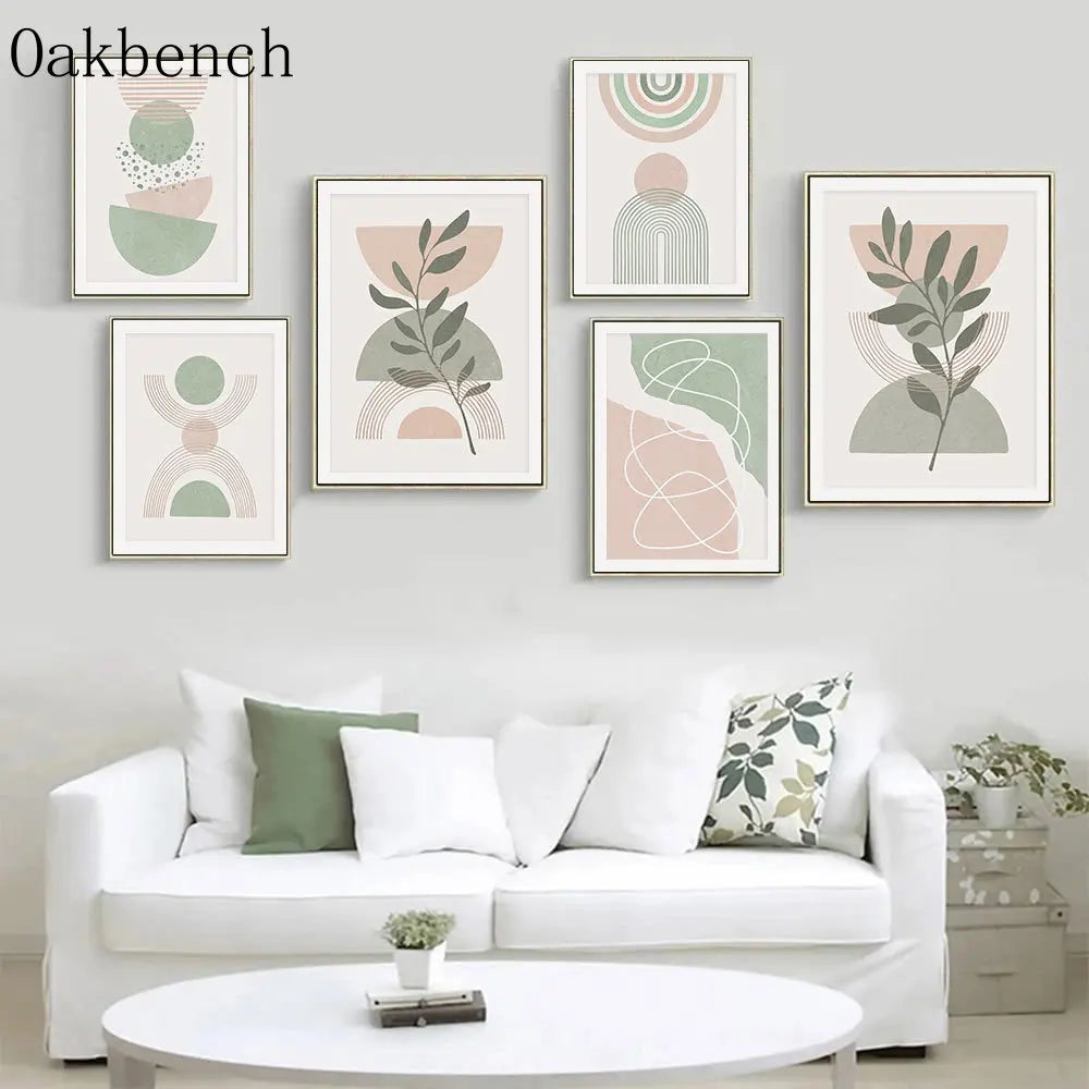 Abstract Lines Wall Paintings Leaf Print Pictures 