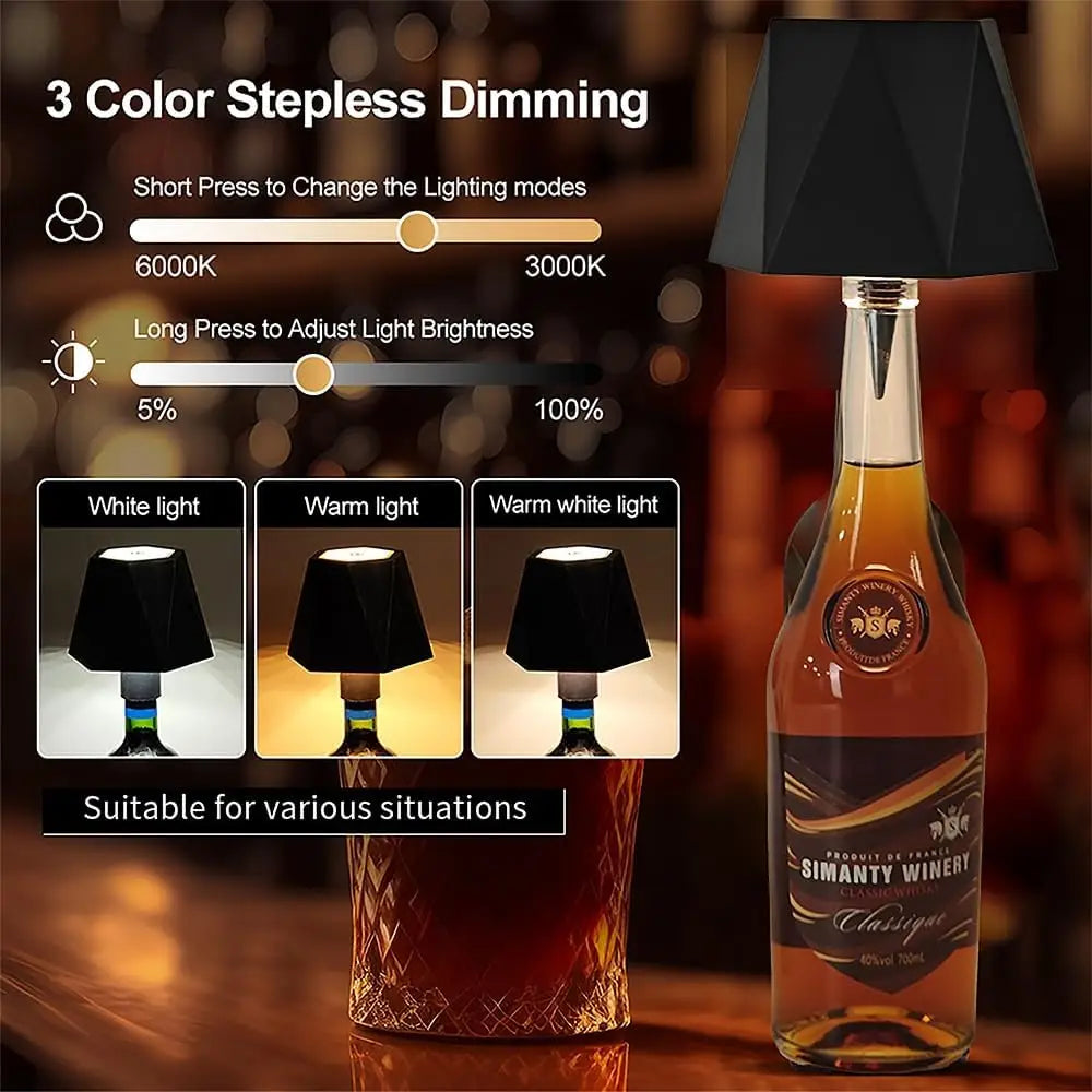 Wireless Bottle Table Lamp – Touch Control Dimmable Light