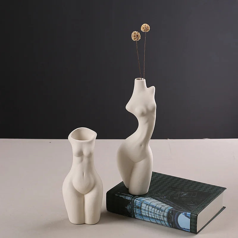 Ceramic Vase Human Body Sculpture White Porcelain