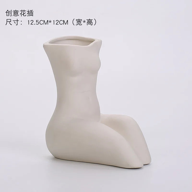 Ceramic Vase Human Body Sculpture White Porcelain