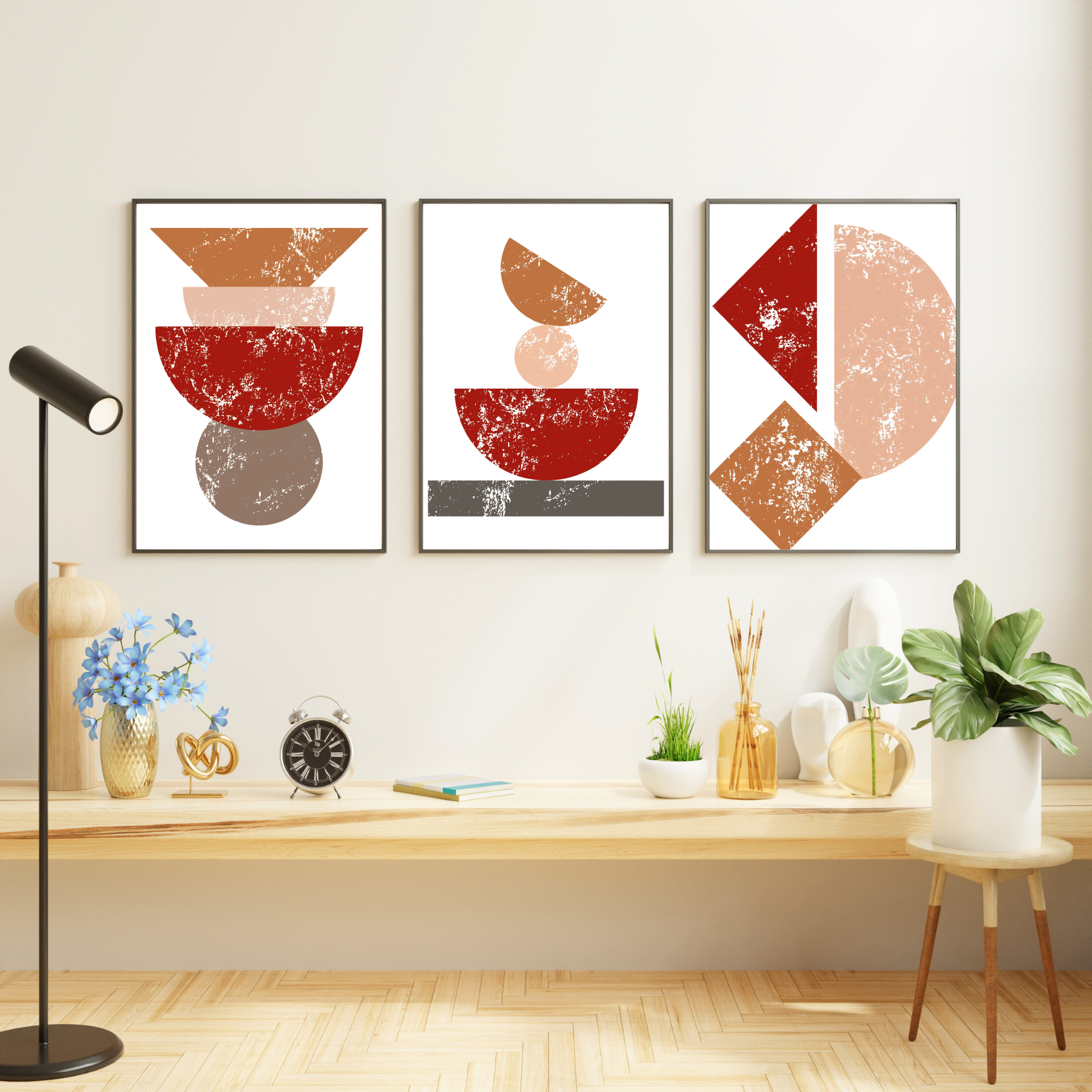 Boho Abstract Wall Art Set of 3 – Printable Digital Prints