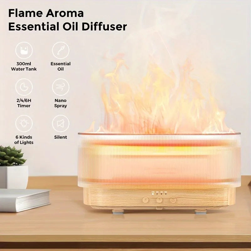 300ml Flame Aroma Diffuser – The Perfect Holiday Gift for Relaxation & Home Décor