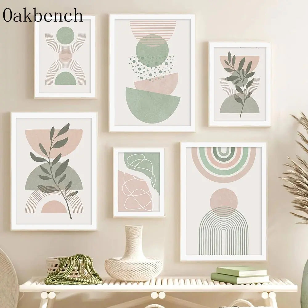 Abstract Lines Wall Paintings Leaf Print Pictures 
