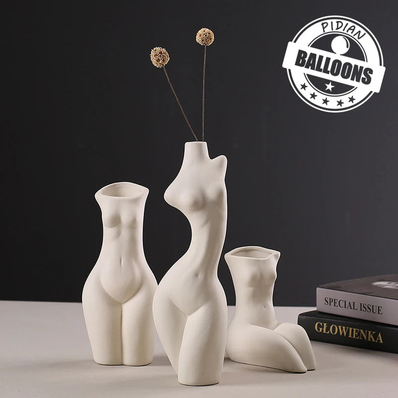 Ceramic Vase Human Body Sculpture White Porcelain