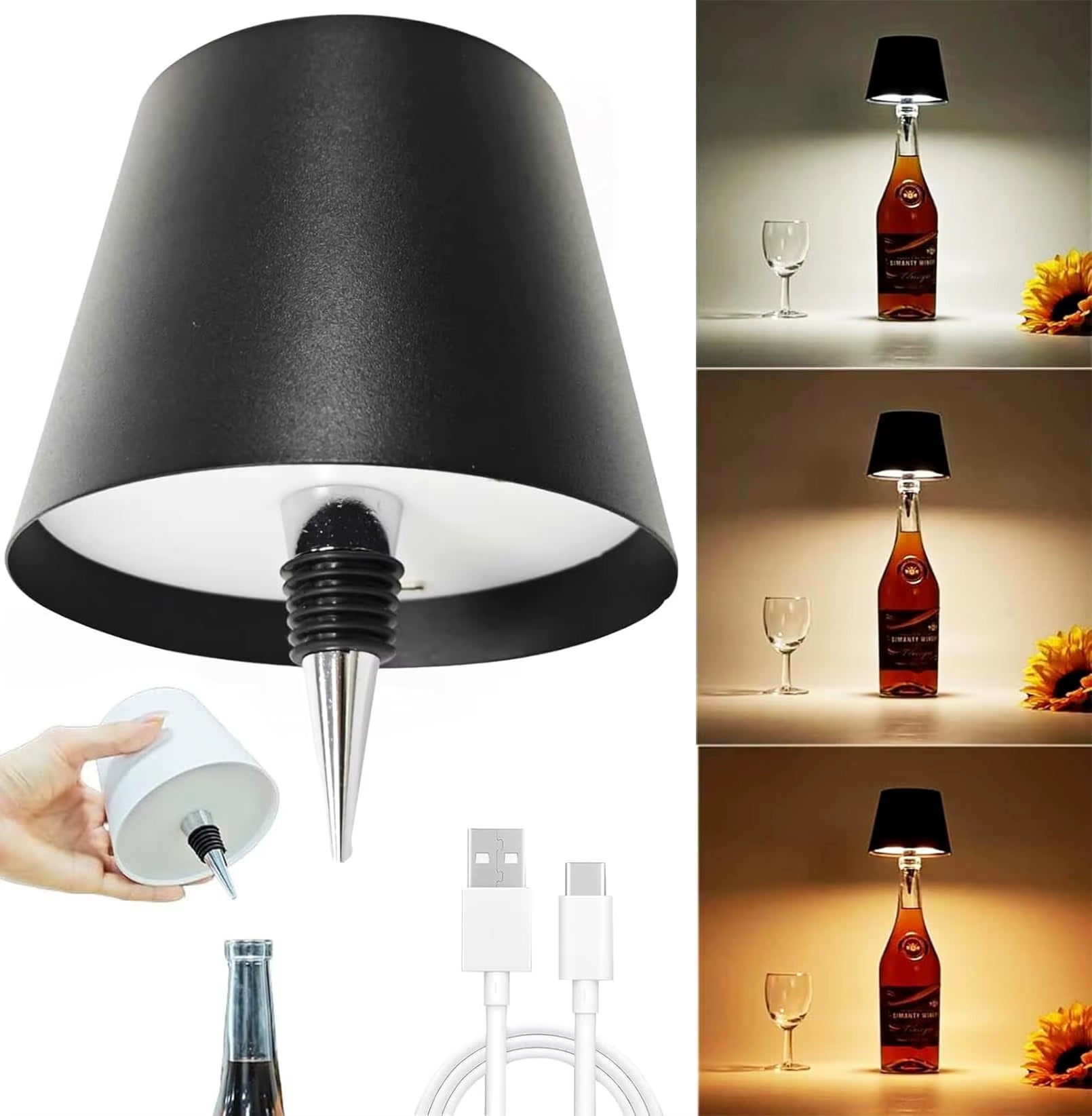 Wireless Bottle Table Lamp – Touch Control Dimmable Light