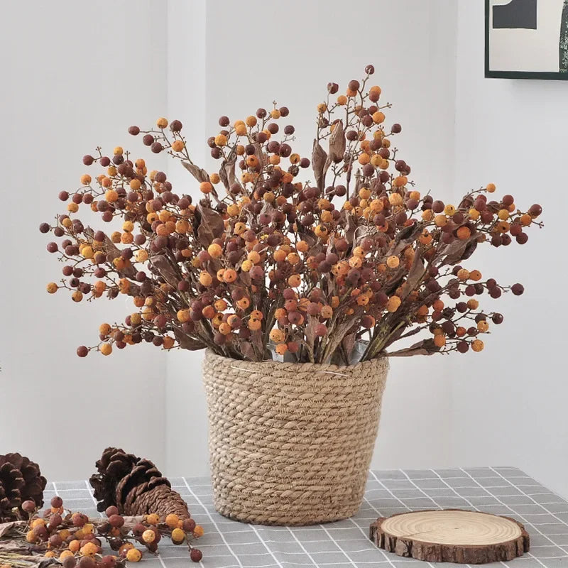 40CM Artificial Autumn Colored Bouquet - European Style Dried Silk Flowers