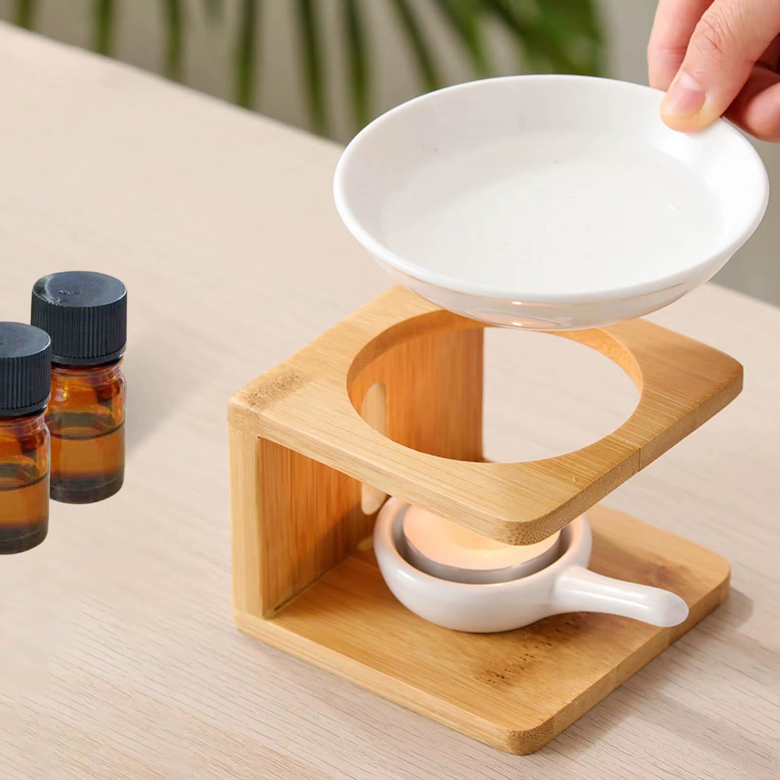 Ceramic Essential Oil Burner & Candle Holder – Decorative Wax Melt & Tealight Centerpiece
