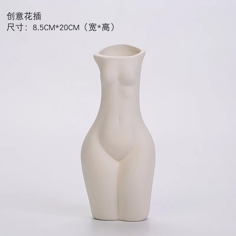 Ceramic Vase Human Body Sculpture White Porcelain