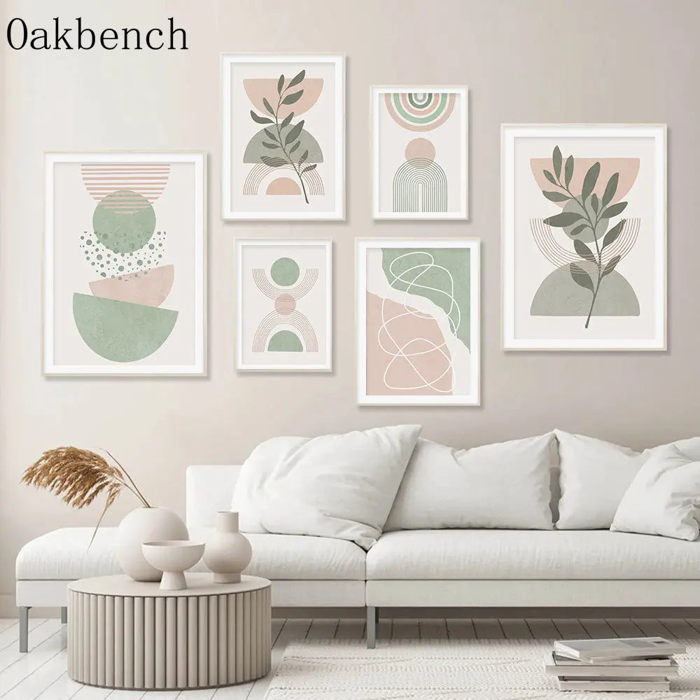 Abstract Lines Wall Paintings Leaf Print Pictures 