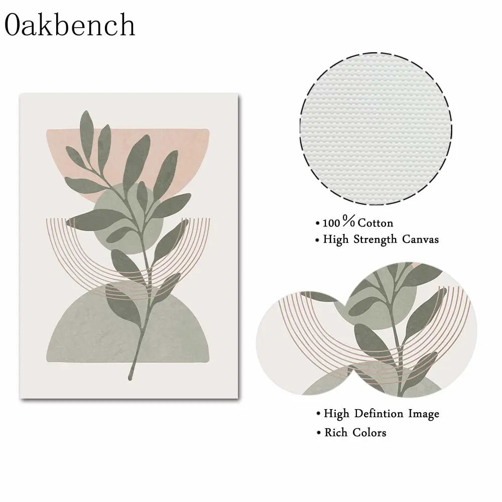 Abstract Lines Wall Paintings Leaf Print Pictures 