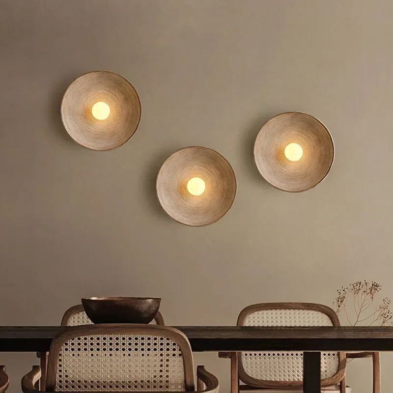 Wabi Sabi round Wall Lamp for Bedroom 