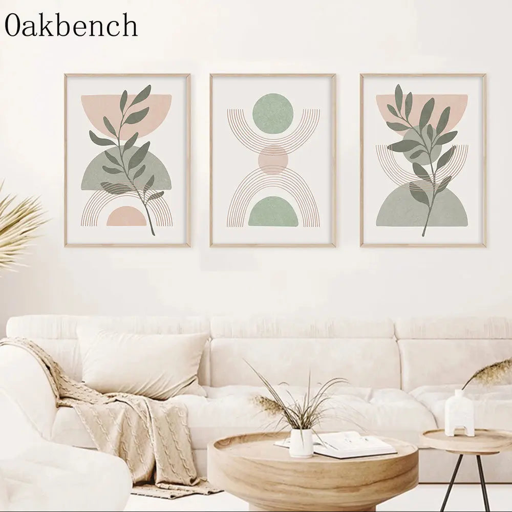 Abstract Lines Wall Paintings Leaf Print Pictures 